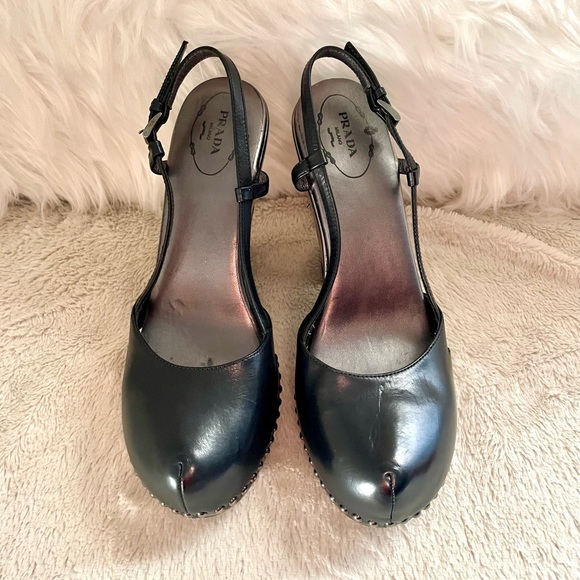 🔥🔥Women’s Authentic PRADA Slingback Clogs Heels Shoes Sz 10 / 40 - Picture 3 of 7